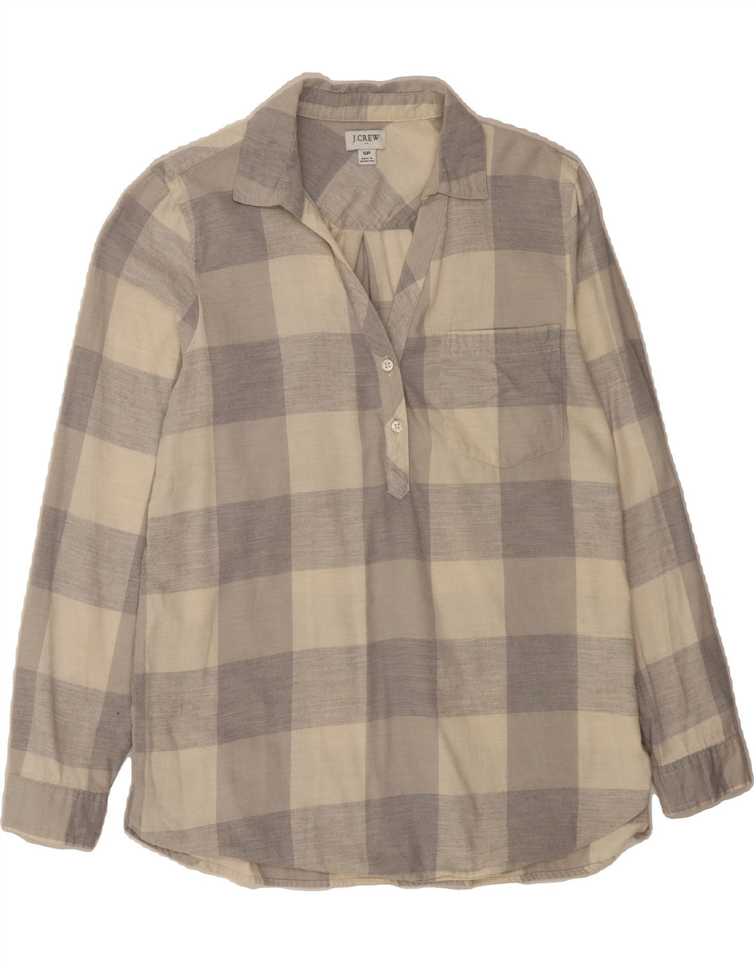 J. CREW Womens Longline Loose Fit Pullover Shirt UK 10 Small Grey Check Vintage J. Crew and Second-Hand J. Crew from Messina Hembry 
