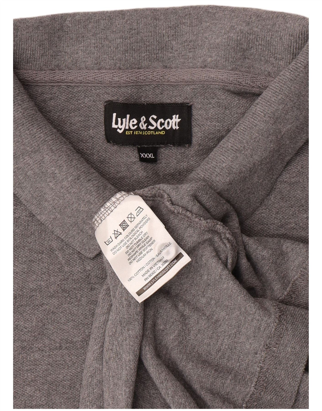 Tricou polo Lyle & Scott pentru bărbați, bumbac gri 3XL