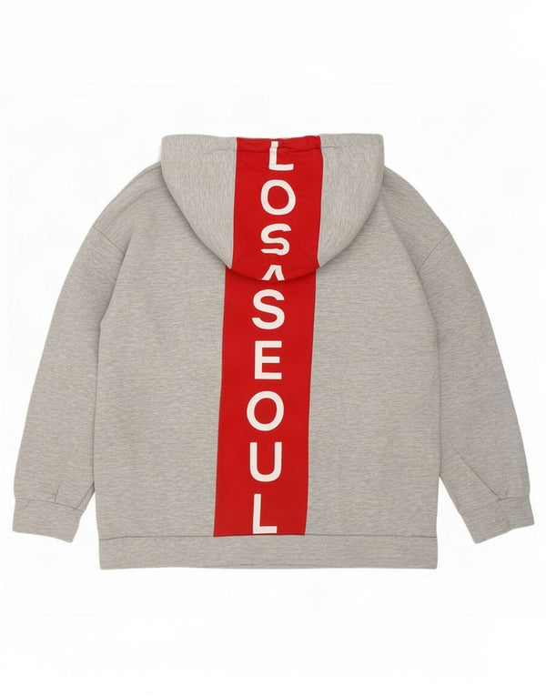 Pulover pentru damă Zara Trafaluc Graphic Hoodie UK 14 Medium Gri Colorblock