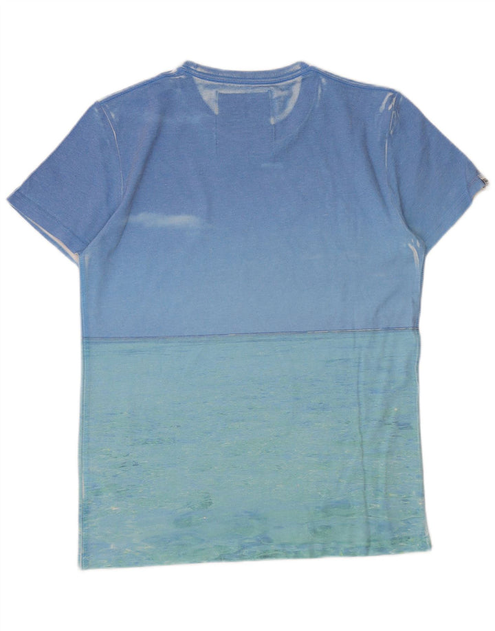 SUPERDRY Mens Graphic T-Shirt Top Medium Blue Polyester