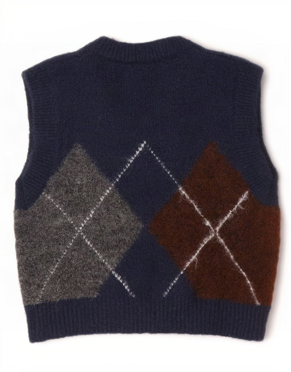 Top tanc pentru femeie Zara Crop Vest UK 10 Small Bleumarin Argyle/Diamond