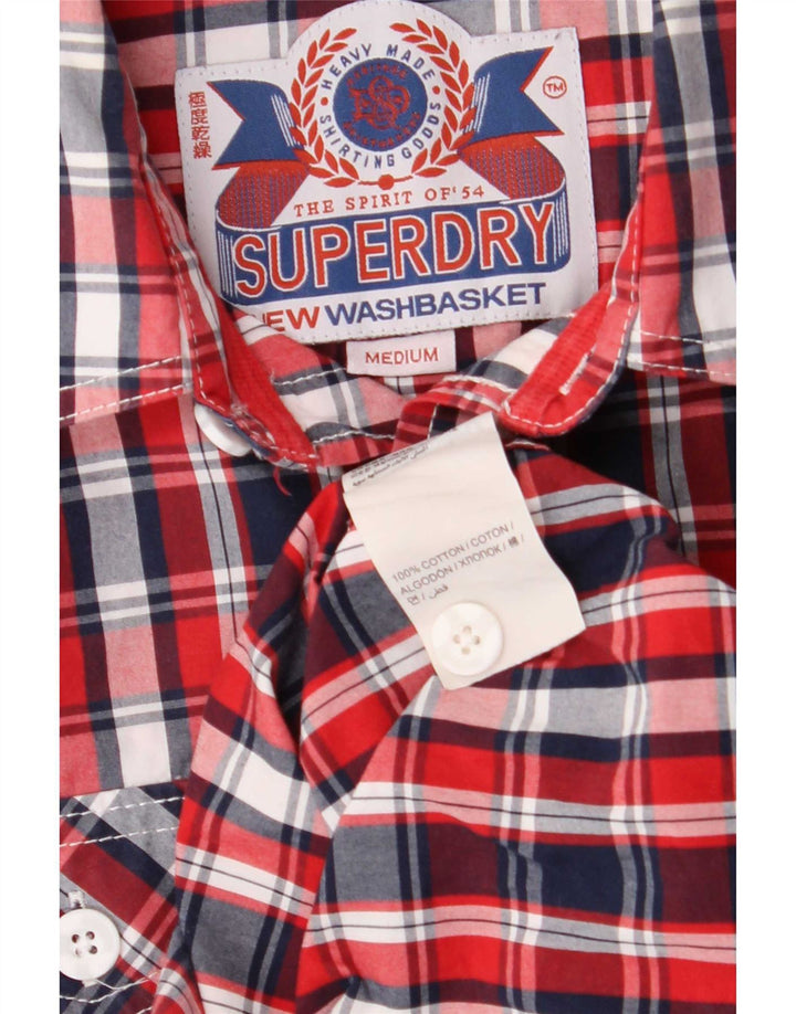 Cămașă cu mânecă scurtă pentru bărbați Superdry, bumbac cu carouri roșii medii