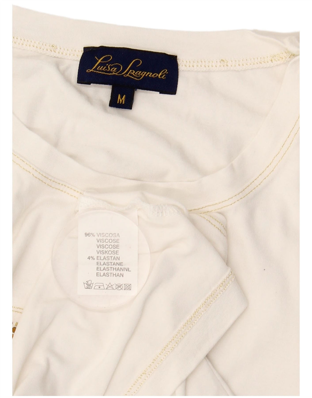 LUISA SPAGNOLI Tricou cu grafic pentru femei Top UK 14 Medium White Viscose