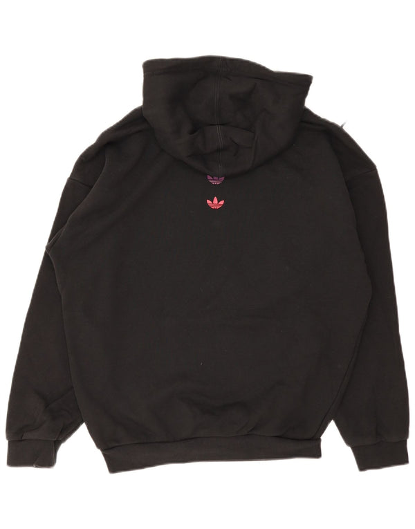 Pulover cu glugă supradimensionat cu grafic Adidas pentru femei UK 6 XS bumbac negru