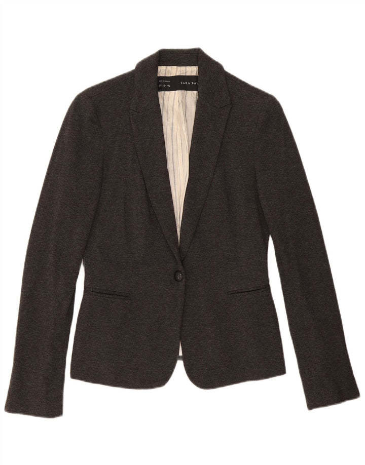 Sacou blazer pentru femei Zara, cu 1 nasture, UK 10, mic, gri, acetat