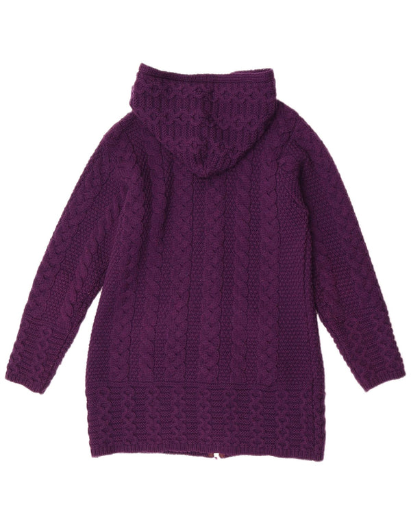 Pulover cardigan cu glugă pentru femei Aran Crafts UK 10 Mic violet