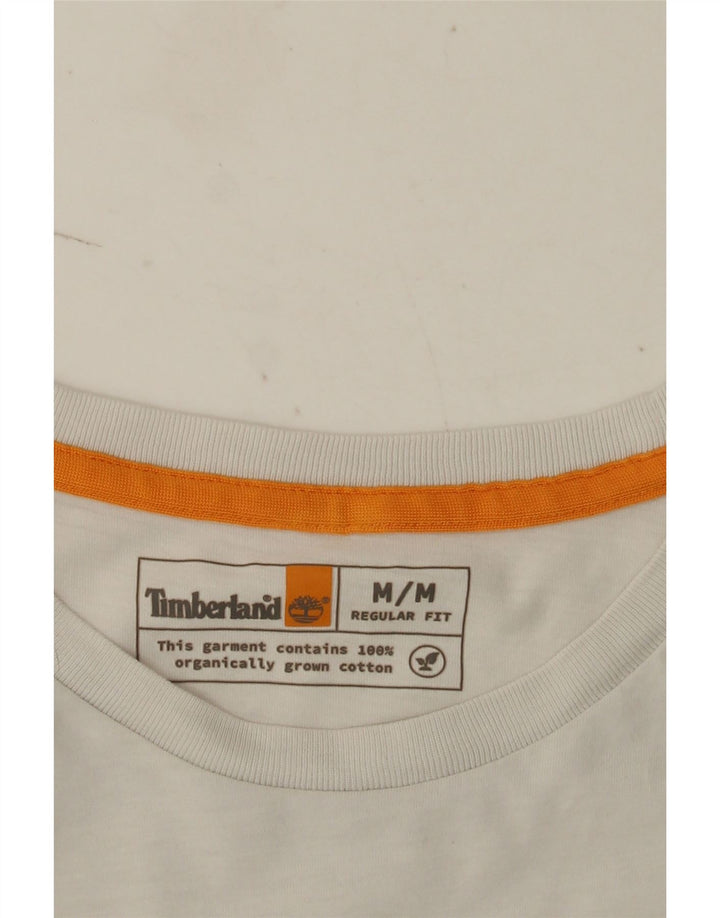 Tricou grafic Timberland pentru bărbați, cu croială obișnuită, top mediu din bumbac alb