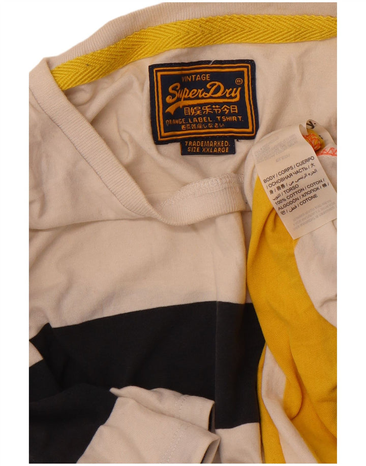 Tricou pentru bărbați Superdry Top 2XL din bumbac cu dungi alb