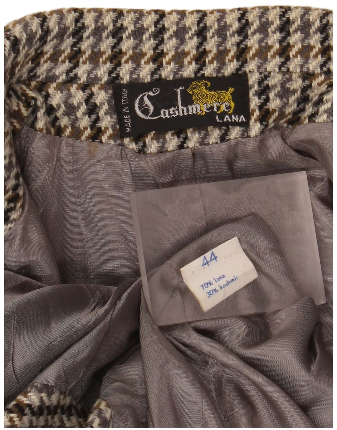 Jachetă vintage pentru femei cu 2 nasturi IT 44 Lână cu picior de găină gri mediu