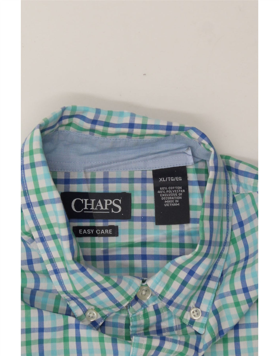 CHAPS Mens Short Sleeve Shirt XL Blue Check Cotton Vintage Chaps and Second-Hand Chaps from Messina Hembry 