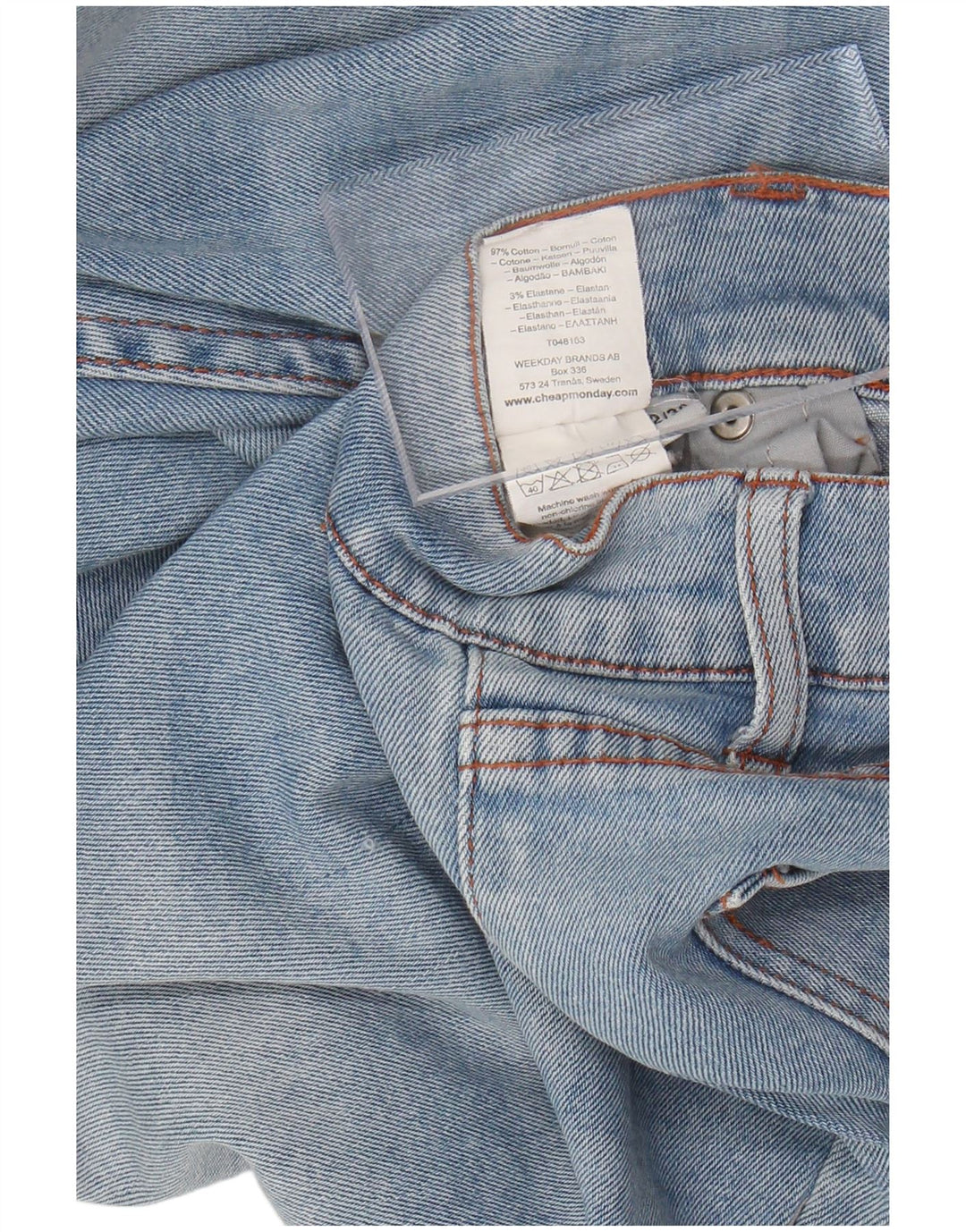 CHEAP MONDAY Blugi slim pentru bărbați Distressed W32 L28 Bumbac albastru