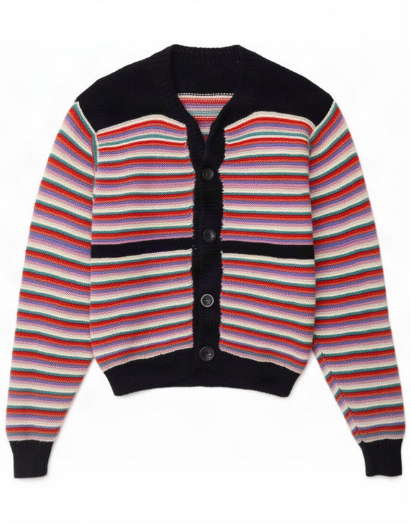 Vintage Womens Cardigan Pulover UK 14 Medium Multicolor Striped