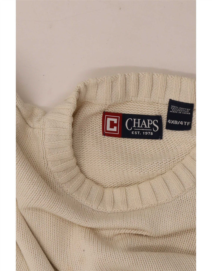 Pulover Chaps pentru bărbați, cu gât roșu, bumbac 4XL, bej