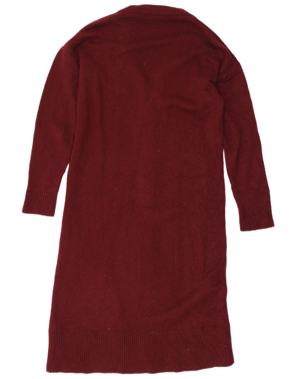 Pulover cardigan cu paragate Massimo Dutti pentru femei UK 10 Lână Burgundy mic