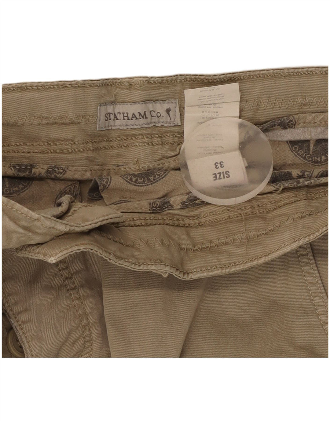 Pantaloni scurti cargo vintage pentru bărbați W33, bumbac mediu bej