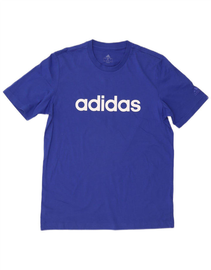 Tricou grafic pentru bărbați Adidas Top, bumbac albastru mediu