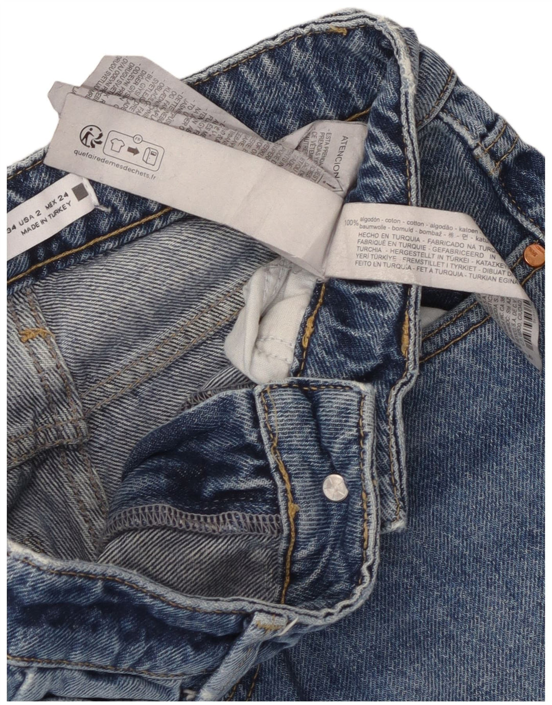 Blugi drepti pentru femei Zara EU 34 2XS W24 L29 Albastru
