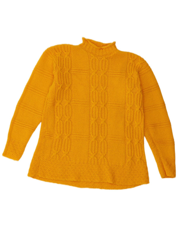 Pulover vintage cu gât țestoasă pentru femei UK 16 Large Yellow