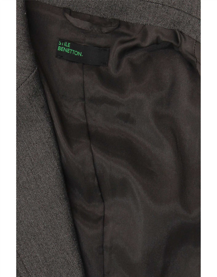 Jachetă Benetton pentru femei, cu 2 nasturi, UK 10, gri, oase mici