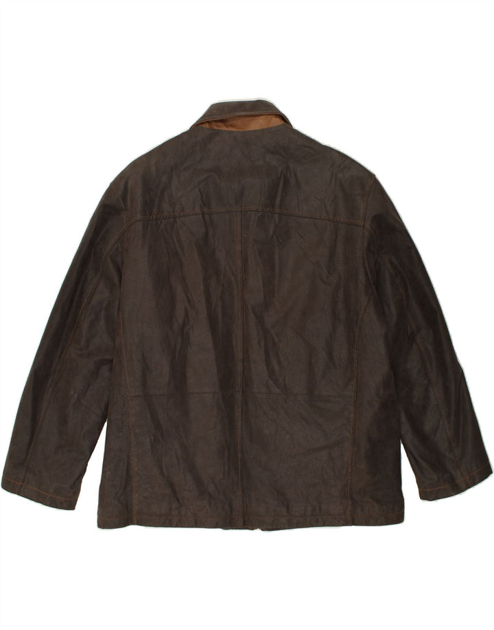 Jachetă de piele pentru bărbați LUCA D'ALTIERI UK 56 3XL piele maro