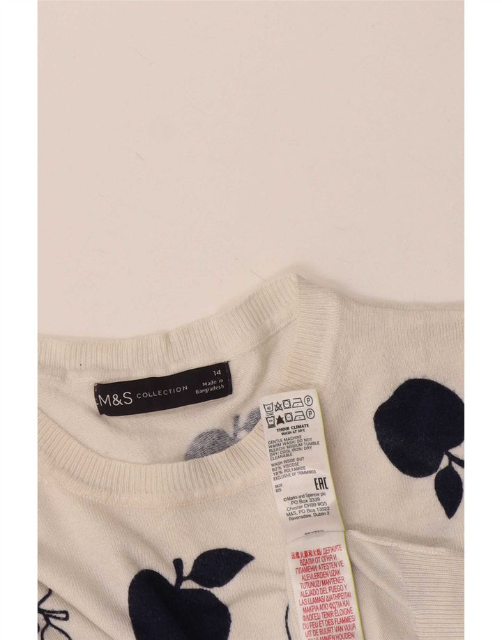 Marks & Spencer Pulover cu decolteu cu grafic pentru femei, UK 14, mare, alb