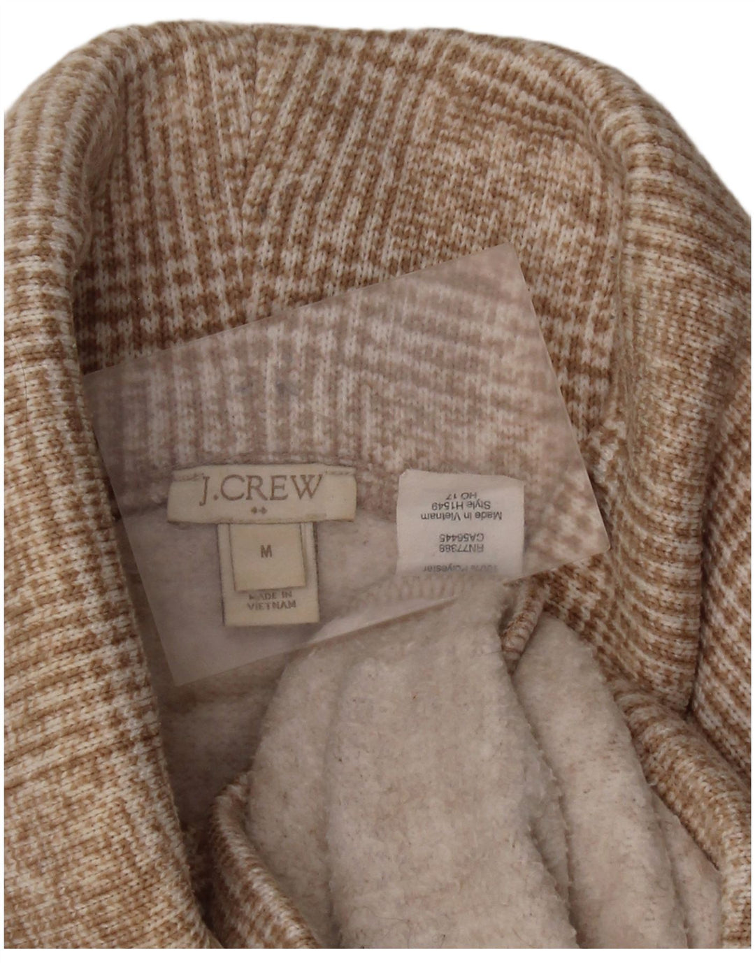 J. CREW Pulover cu gât rulat pentru femei UK 14 Poliester cu carouri medii, bej