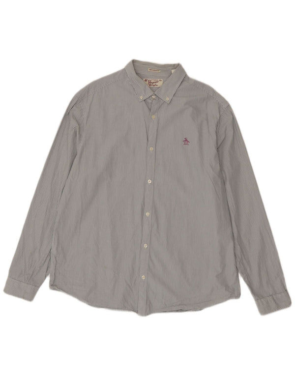 Cămașă pentru bărbați Penguin Heritage Slim Fit 2XL, bumbac cu dungi albastre