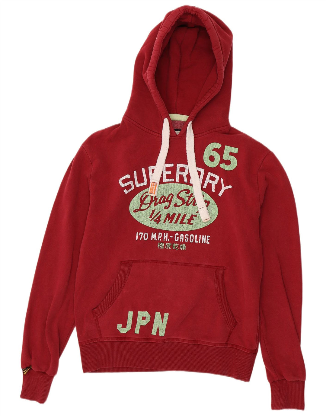 Pulover cu glugă grafic Superdry pentru bărbați, bumbac roșu mediu