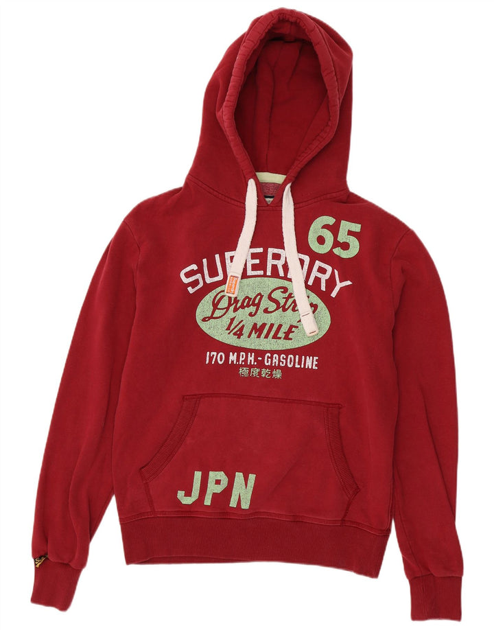 Pulover cu glugă grafic Superdry pentru bărbați, bumbac roșu mediu