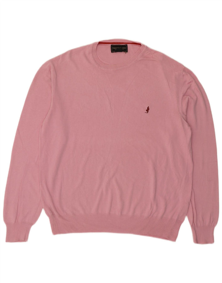 Pulover Marlboro Classics pentru bărbați, cu gât crew, bumbac roz 2XL