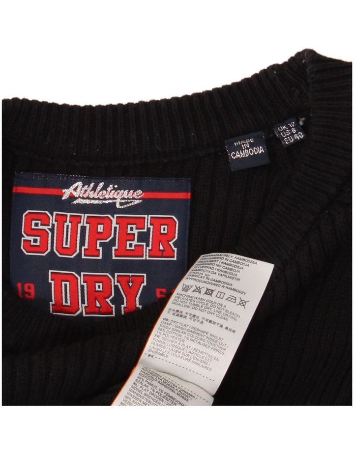 SUPERDRY Rochie Jumper Grafică pentru Femei UK 12 Medium Negru Bumbac