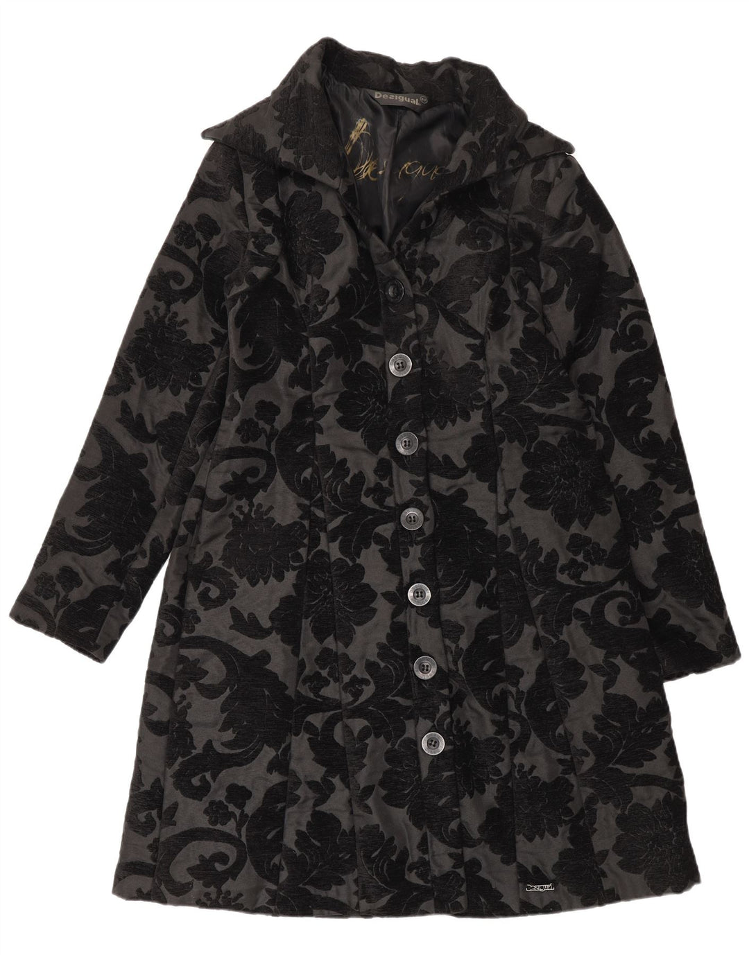 Pardesiu Desigual Femei Regular Fit EU 42 Mare Negru Floral Modern