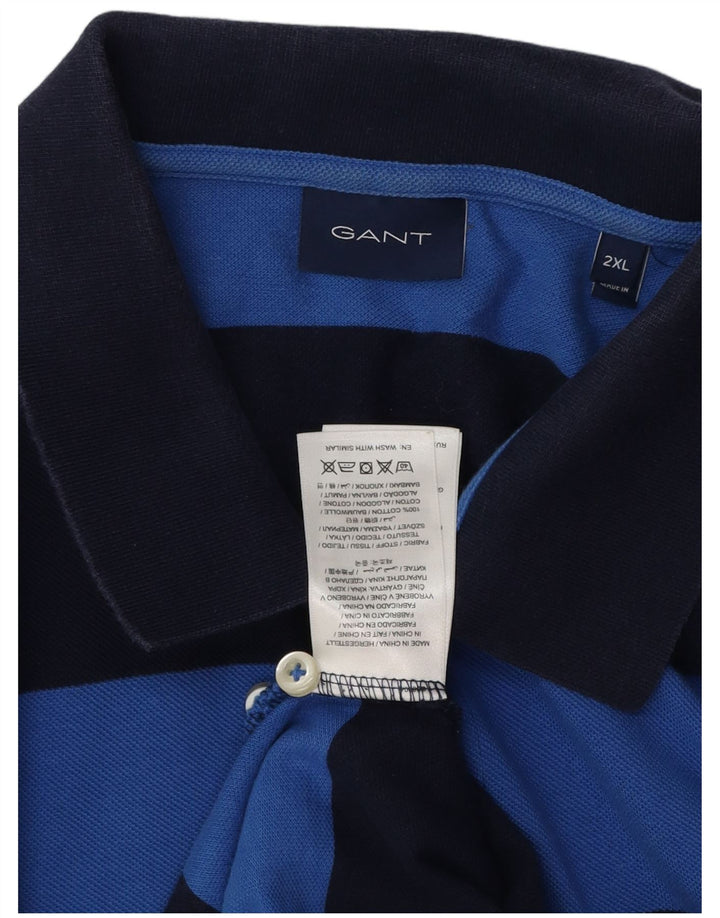Tricou polo pentru bărbați Gant 2XL, bumbac cu dungi albastre