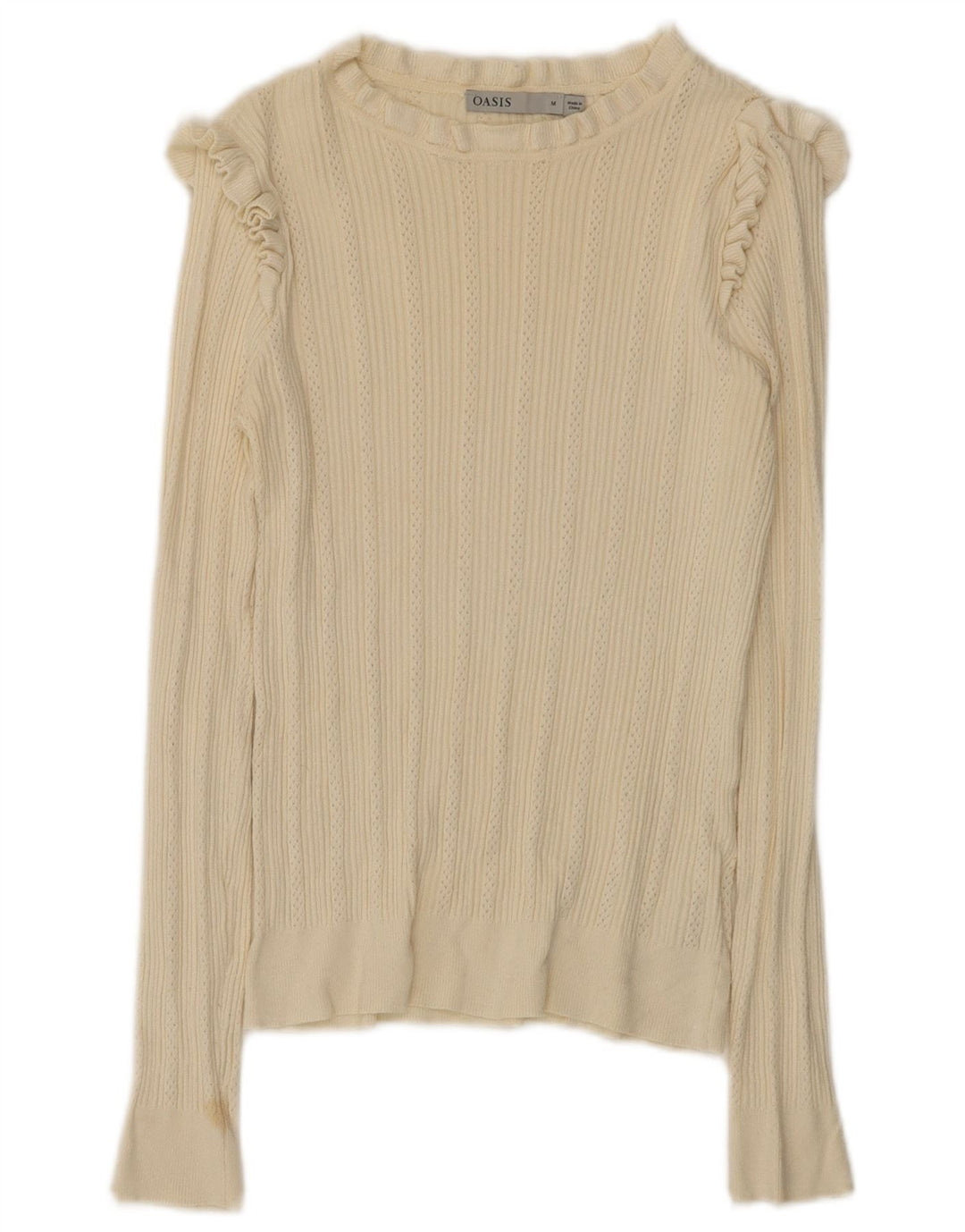 Oasis Top pentru femei cu mânecă lungă UK 12 Medium Off White Viscose