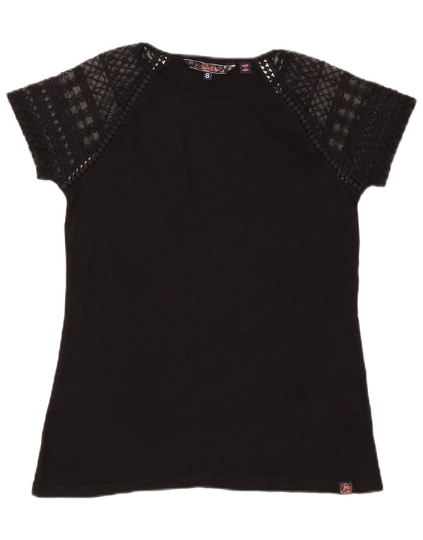 SUPERDRY Tricou pentru femei Top UK 10 Small Black Bumbac