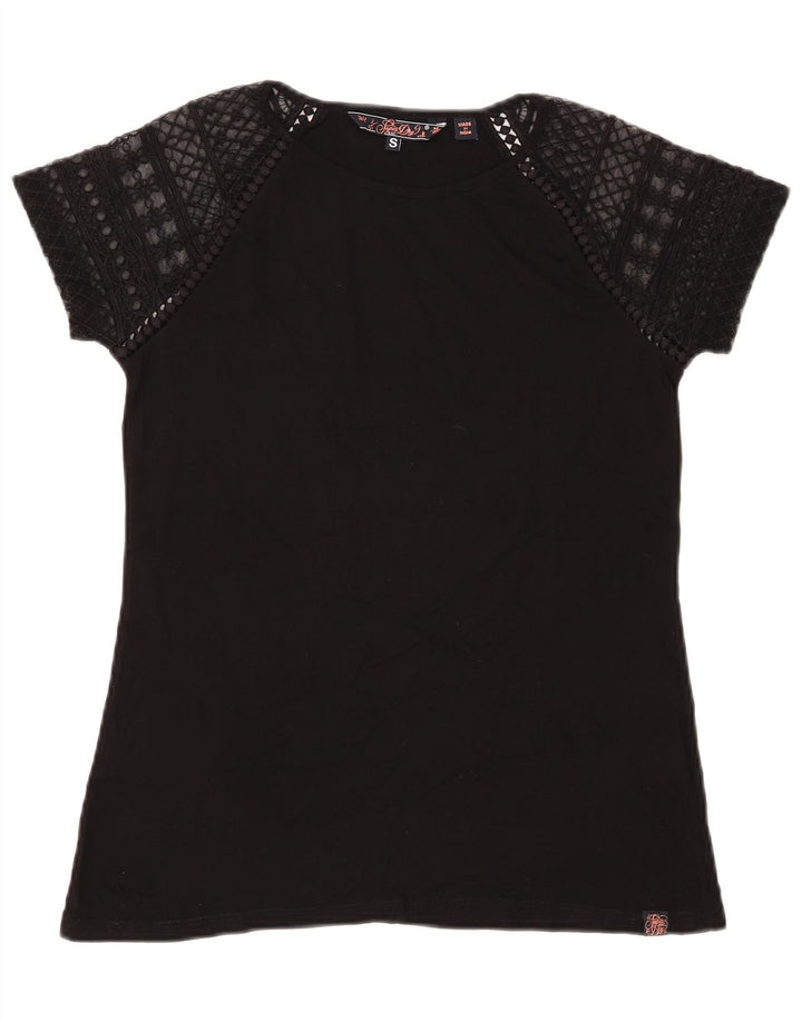 SUPERDRY Tricou pentru femei Top UK 10 Small Black Bumbac