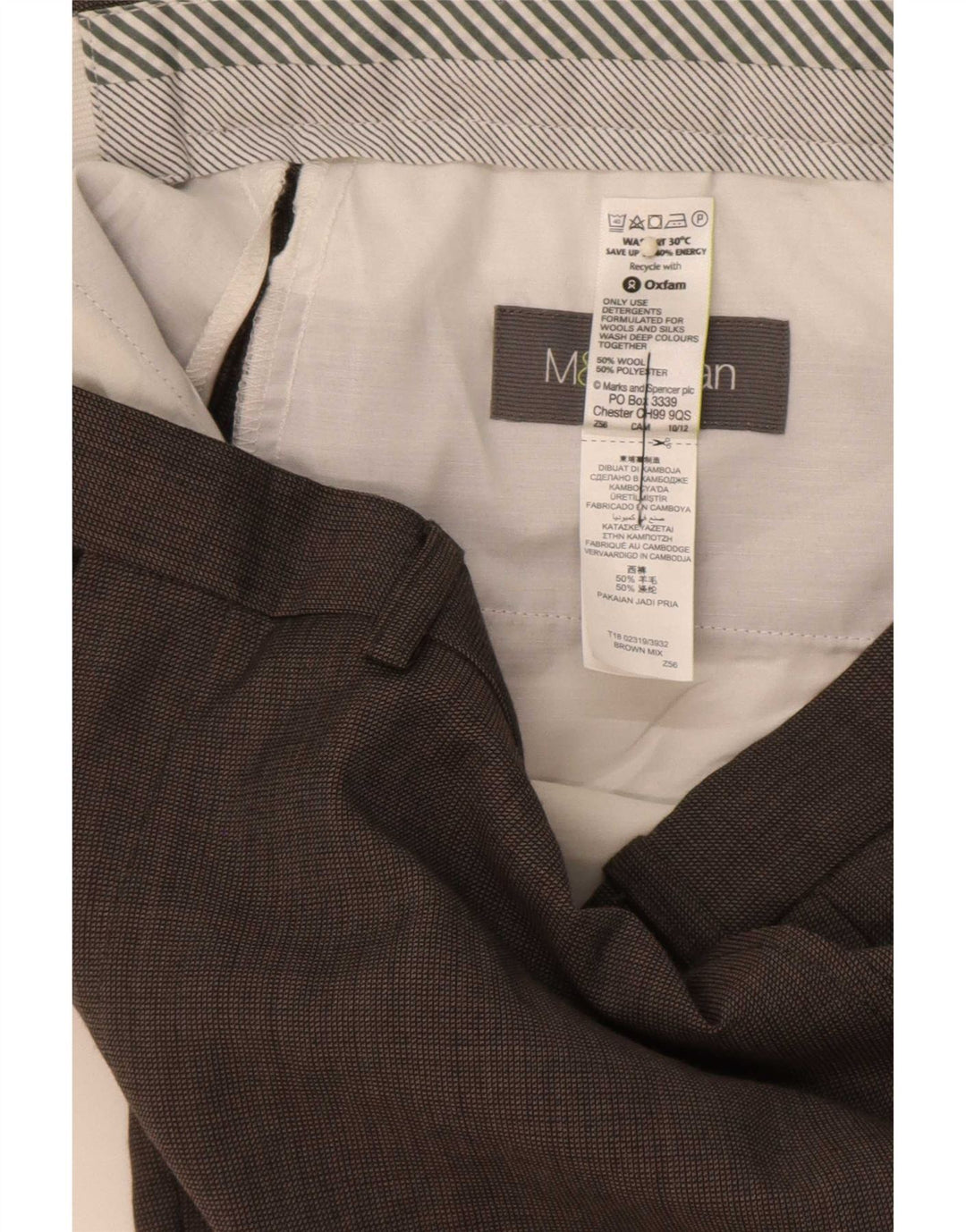 Marks & Spencer Pantaloni drepți pentru bărbați L36 L31 Lână maro