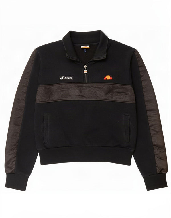 Pulover pentru femei Ellesse, cu fermoar, cu gât, UK 12 Medium Black Colorblock