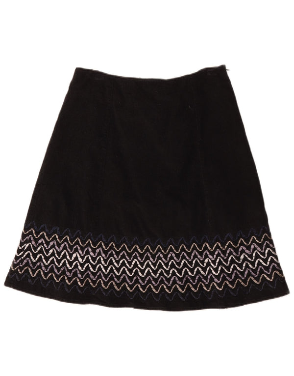 Fusta Boden din velur pentru femei UK 10 Small W28 Black Chevron