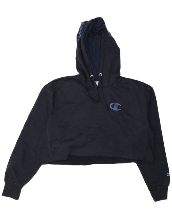 Pulover pentru damă Champion Crop Graphic Hoodie UK 16 Mare Bumbac bleumarin