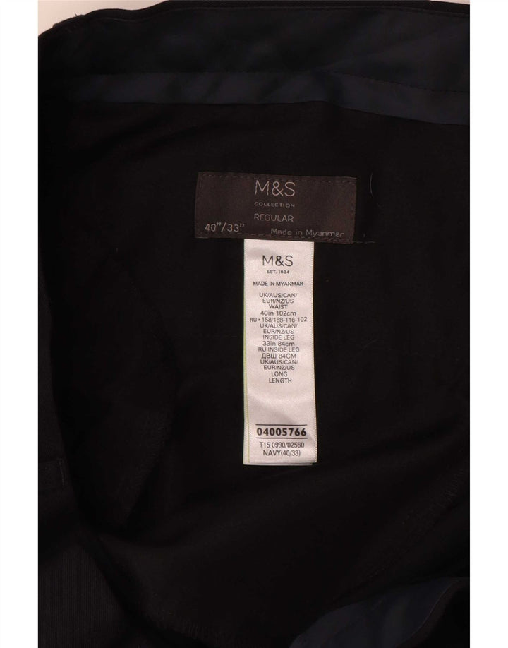 Pantaloni de costum obișnuiți pentru bărbați Marks & Spencer L40 L33 Poliester bleumarin