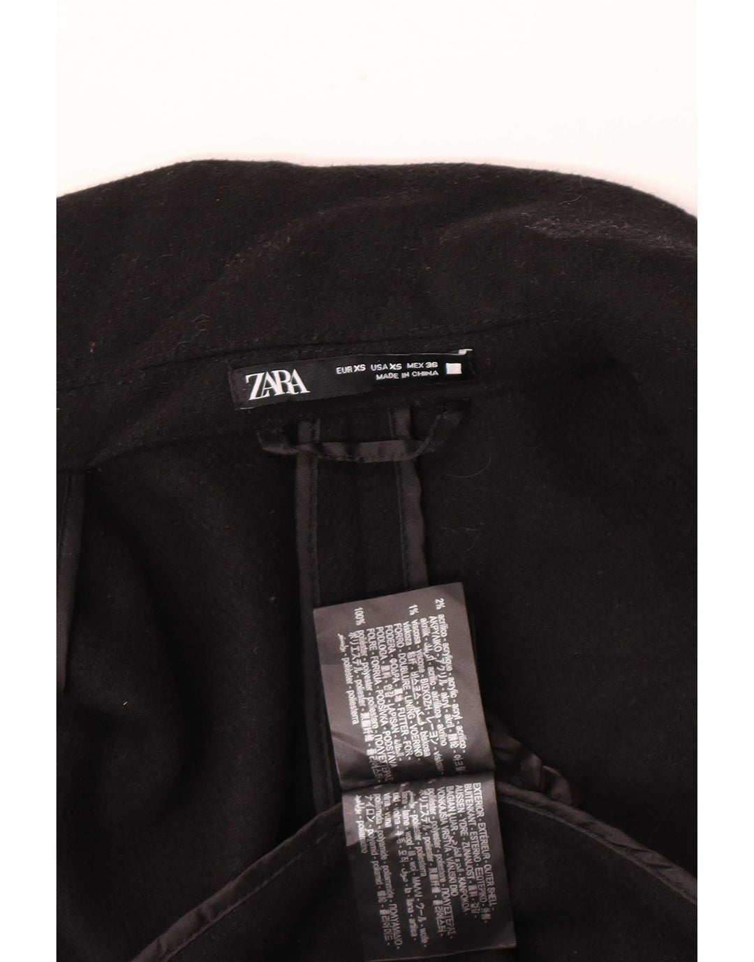 Zara pardesiu barbatesc UK 34 XS poliester negru