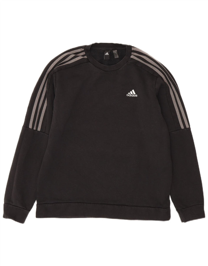 Pulover Adidas pentru bărbați, bumbac mediu negru