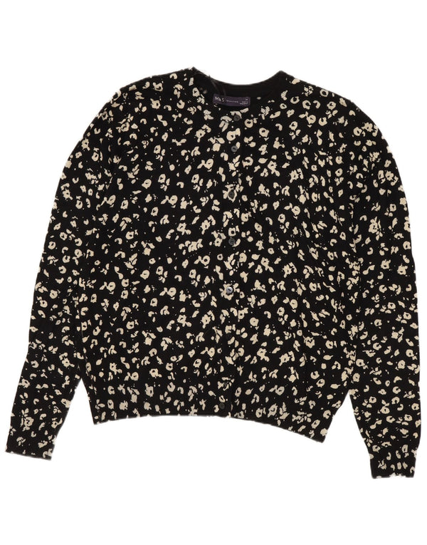 Pulover cardigan pentru femei Marks & Spencer UK 14, mare, negru, imprimeu animal