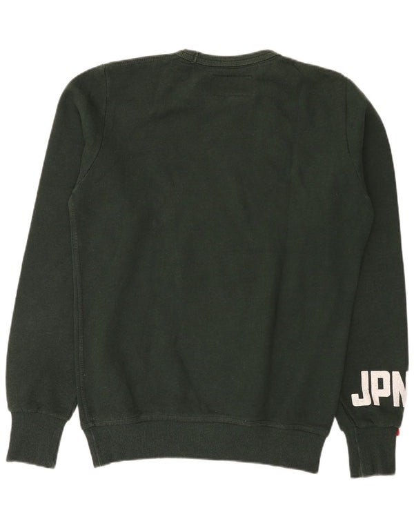 Pulover grafic Superdry pentru bărbați, bumbac verde mediu