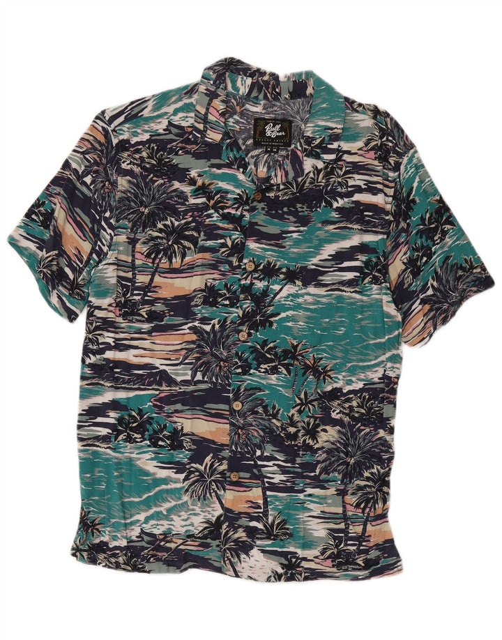 Cămașă hawaiană cu mânecă scurtă pentru bărbați Pull & Bear, viscoză medie, multicoloră