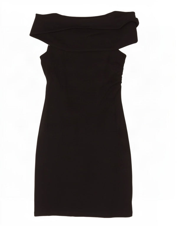 Zara Womens Sleeveless Sheath Dress UK 8 Small Black Cotton