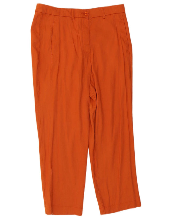 Peter Hahn Pantaloni chino drepți pentru femei UK 14 Large W32 L25 Orange Linen
