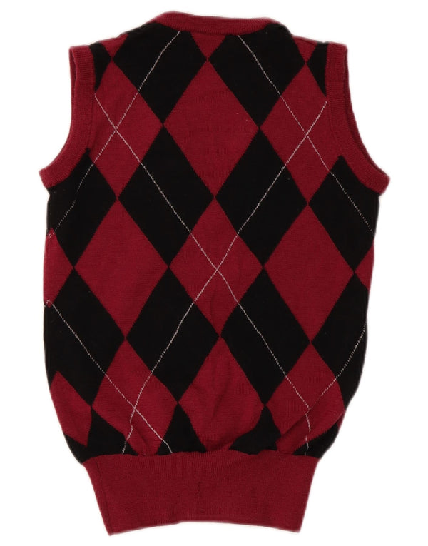 Fred Perry Vestă pentru femeie, UK 8 Small Red Argyle/Diamond Wool