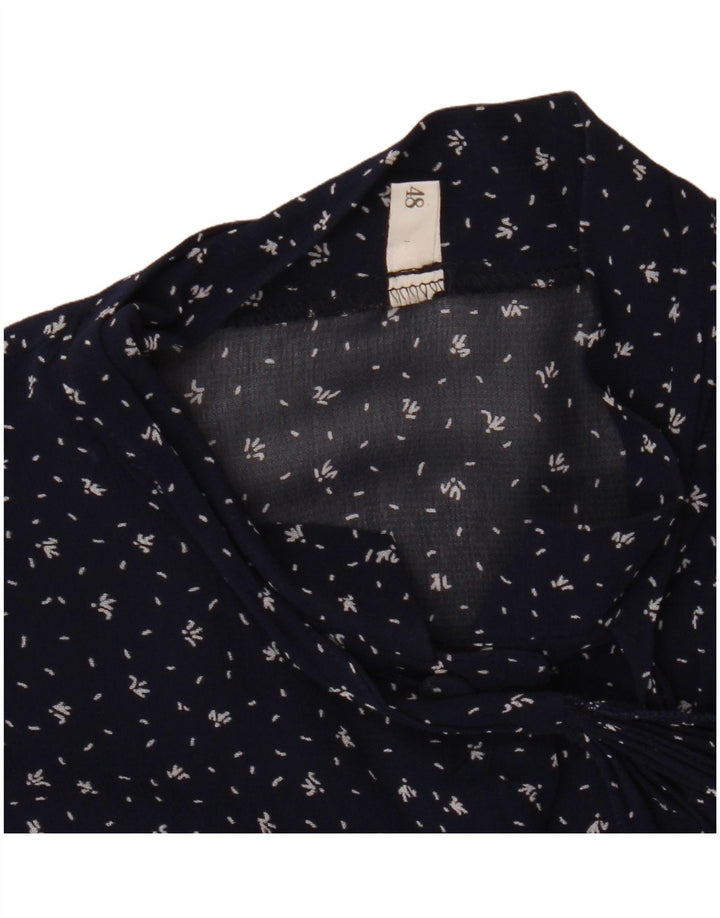 Bluză de cămașă transparentă vintage pentru femei IT 48 XL bleumarin cu pete